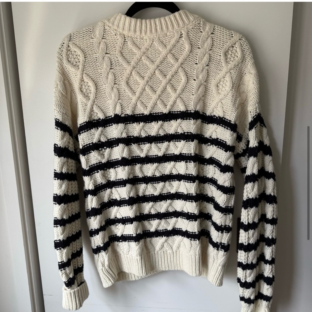 Sezane Sean Cardigan Ecru / Navy - Size XS - Picture 7 of 9